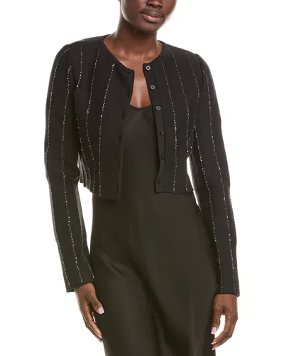Oscar De La Renta Long-sleeve Sequined Cardigan In Black