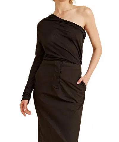 All Three Florence One Sleeve Top In Tissue Cotton In Black In Black