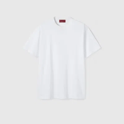 Gucci T-shirt Aus Baumwolljersey Mit Stickerei In White