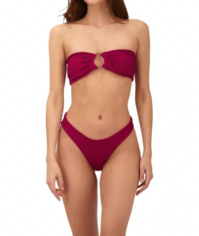Malai Textured Wave Cast Bandeau Top In Brisa Raspberry In Burgundy