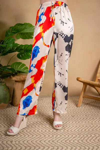 Paparazzi Satin Abstract Print Pant In Taupe In Gray