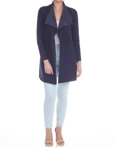 Rain And Rose Drape Neck Jacket In Navy In Blue