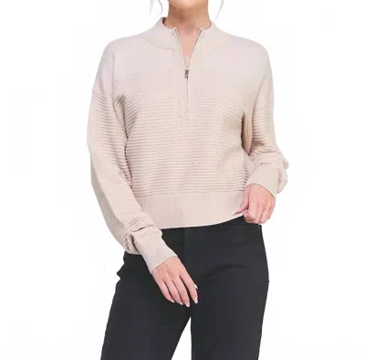 Allie Rose Dolman Half Zip Pullover In Beige In Neutral