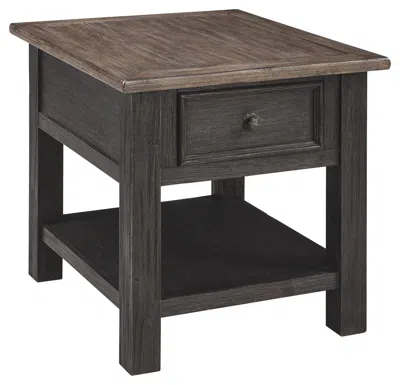 Hivvago Wooden End Table With One Drawer And One Shelf, Brown And Black