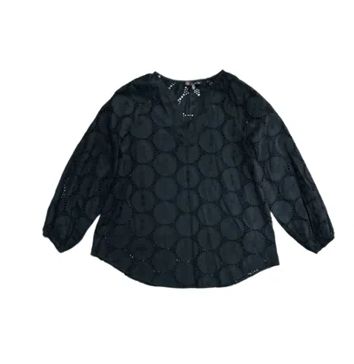 Carre Noir Long Sleeves Top In Black In Blue