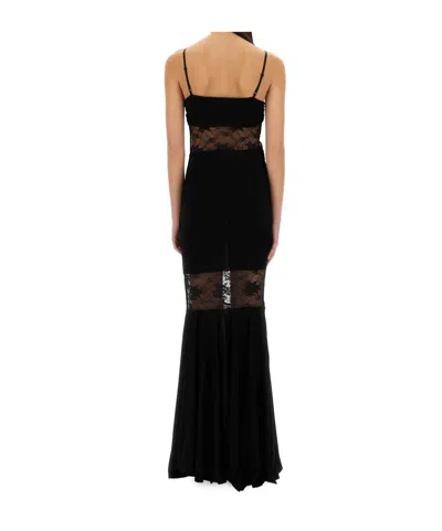 Nina Ricci Mermaid Dress With Lace Inserts In Black