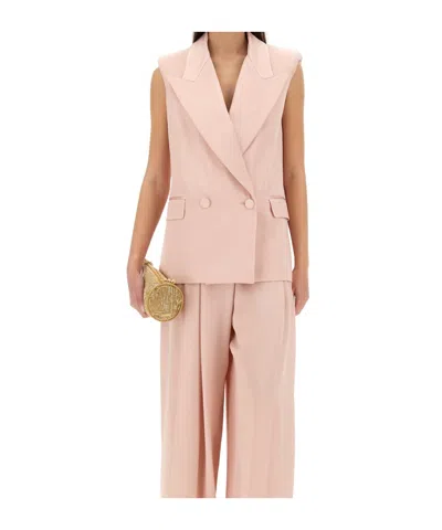 Nina Ricci Sleeveless Jacket With Double-breasted Button Detailing In Pink
