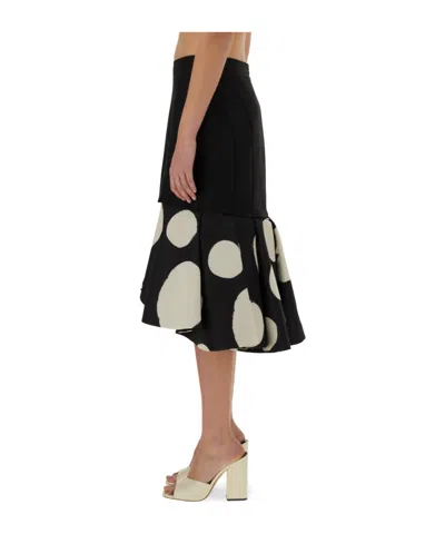 Nina Ricci Midi Skirt Double Ruffles High Waist In Black