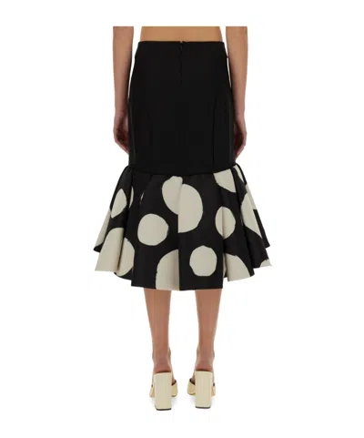 Nina Ricci Midi Skirt Double Ruffles High Waist In Black