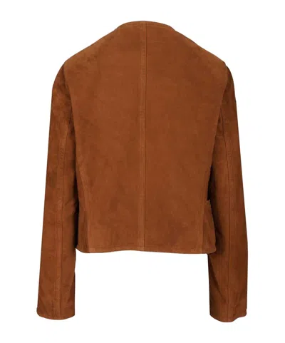 Alaïa Short Suede Blazer Jackets Brown In Brown