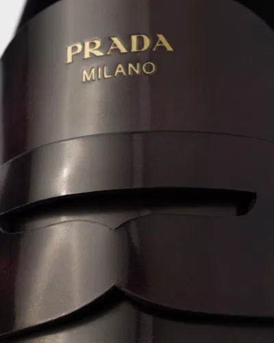 Prada Leather Ruched Penny Loafers In Black