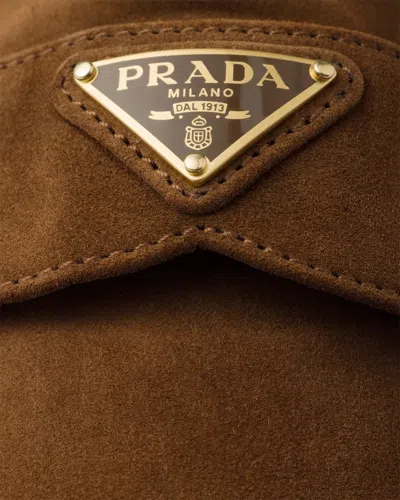 Prada Suede And Sheepskin Loafers In Brown