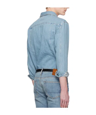 Tom Ford Washed Denim Shirt In Blue