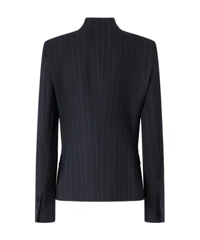 Pinko Tailored Pinstripe Blazer With Structured Shoulders In Black