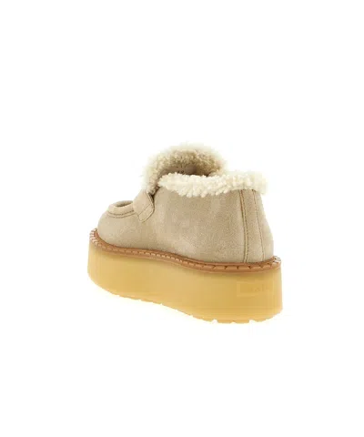 Prada Suede Loafers Featuring Platform Sole In Neutral