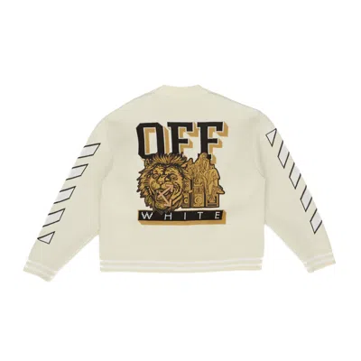 Off-white Lion Varsity Knit Cardigan In White