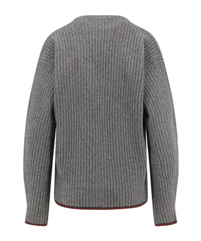 Gucci Womens Dusty Dark Grey Mc Oversized Rib Wool Knitted Cardigan Xs In Gray