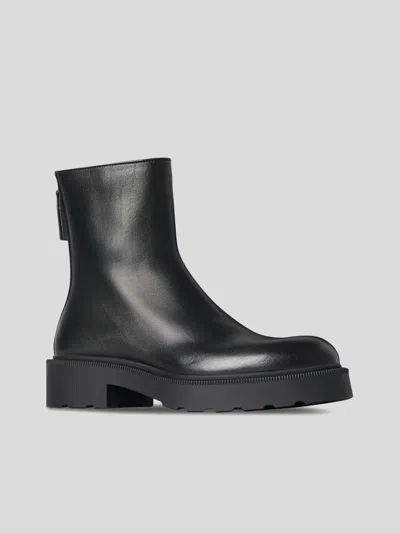 The Row Nobilis Leather Ankle Boots In Black