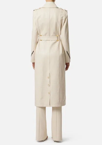 Elisabetta Franchi Croc-embossed Coat Featuring Belted Waist In Neutral