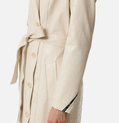 Elisabetta Franchi Croc-embossed Coat Featuring Belted Waist In Neutral