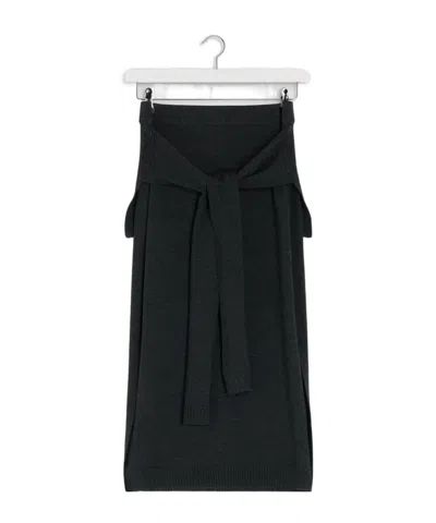 Lemaire Trompe Loeil Skirt Anthracite In Black