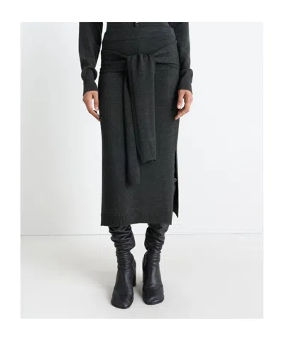 Lemaire Trompe Loeil Skirt Anthracite In Black