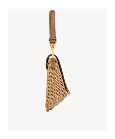 Saint Laurent Voltaire Mini Ysl Top-handle Bag In Bamboo And Calfskin In Brown