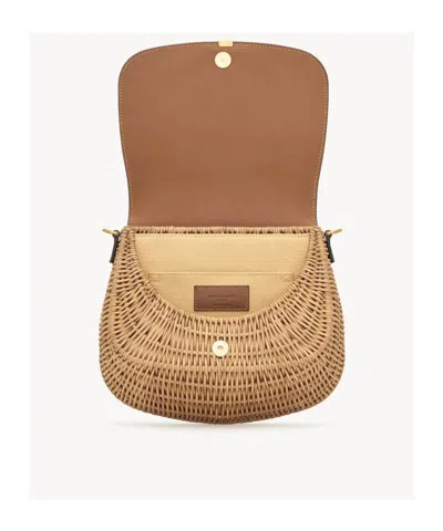 Saint Laurent Voltaire Mini Ysl Top-handle Bag In Bamboo And Calfskin In Brown