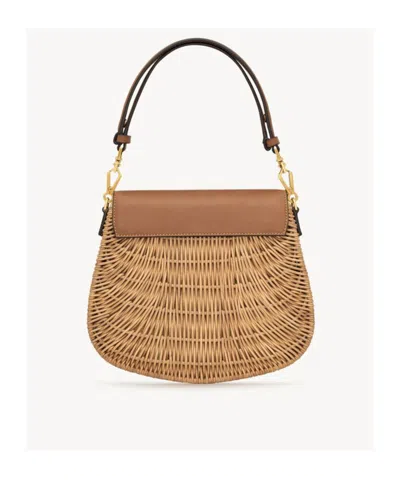 Saint Laurent Voltaire Mini Ysl Top-handle Bag In Bamboo And Calfskin In Brown