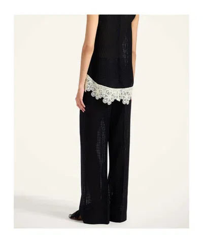 La Doublej Grid-pattern Cotton Trousers In Black
