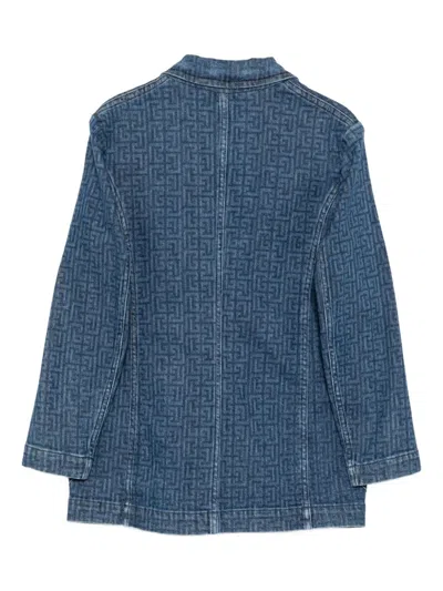 Balmain Long Sleeve Jacket In Blue