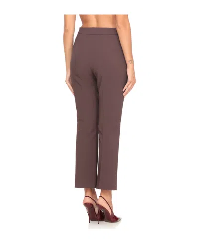 Elisabetta Franchi Cropped Trousers With Front Zippers And Belt Loops In Burgundy
