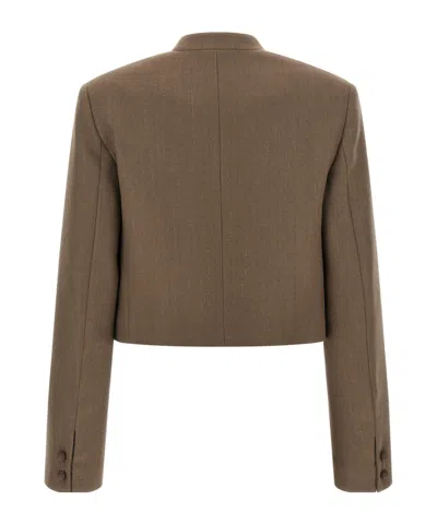 Fabiana Filippi Cropped Pinstripe Jacket In Brown