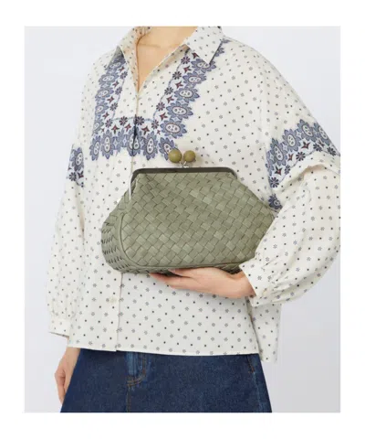 Weekend Max Mara Pasticcino Bag Medium In Pelle Intrecciata In Green