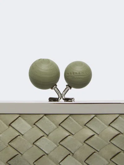 Weekend Max Mara Pasticcino Bag Medium In Pelle Intrecciata In Green