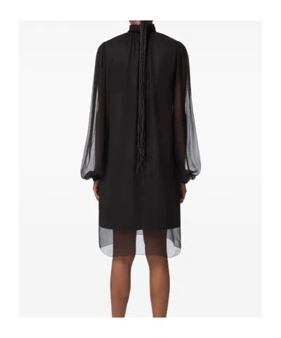 Nina Ricci Crinkled Silk Midi Dress In Black