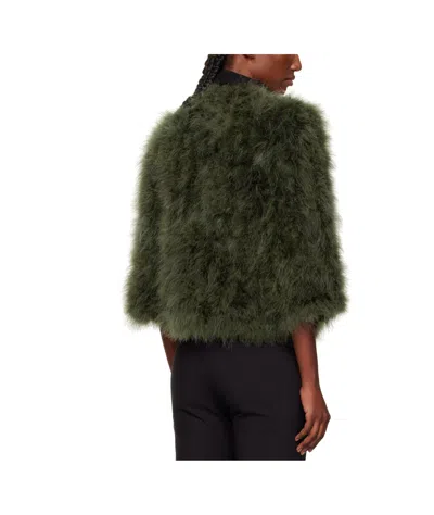 Yves Salomon Khaki Cropped Feather Jacket In Green