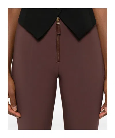 Elisabetta Franchi Cropped Brown Straight-leg Trousers With High Waist In Multi