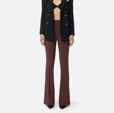 Elisabetta Franchi Flared Brown Trousers With High Waist In Brown