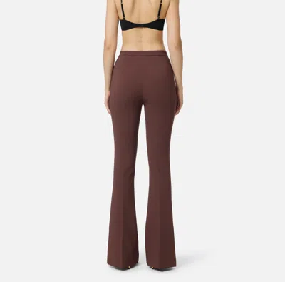 Elisabetta Franchi Flared Brown Trousers With High Waist In Brown