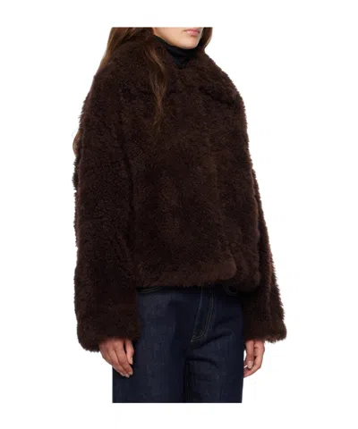 Yves Salomon Jacke Aus Shearling In Brown