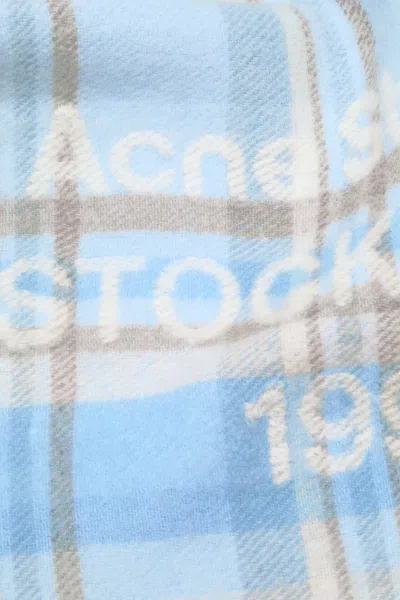Acne Studios Plaid Fringed Scarf In Blue
