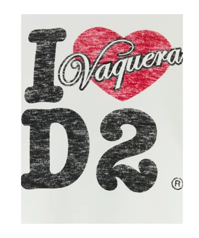 Dsquared2 Graphic Print Hooded Sweatshirt Drawstring In White