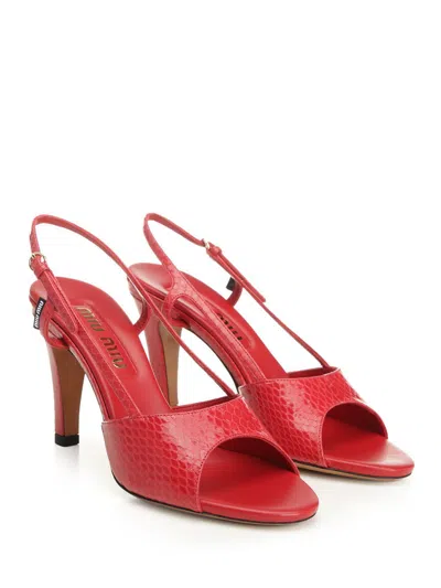 Miu Miu Slingback High-heeled Sandals In Red