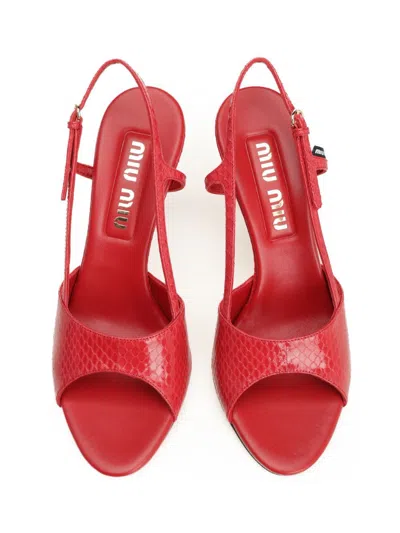 Miu Miu Slingback High-heeled Sandals In Red