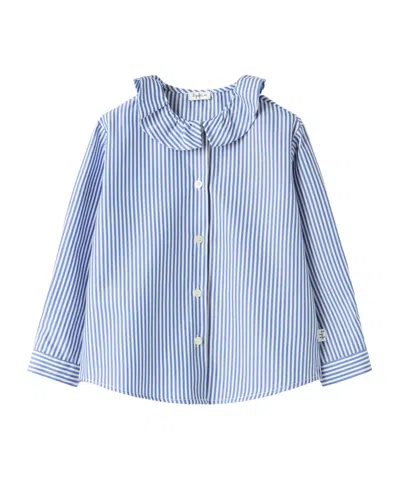 Il Gufo Blue And White Striped Cotton Shirt In Blue