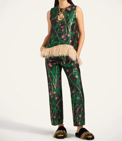 La Doublej Hendrix Cropped Floral-jacquard Crepe Wide-leg Pants In Multi