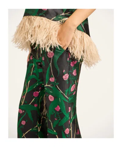 La Doublej Hendrix Cropped Floral-jacquard Crepe Wide-leg Pants In Multi