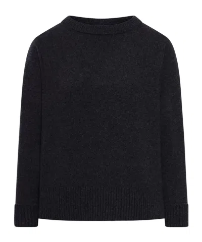 Roberto Collina Crew Neck Sweater In Wool Blend In Black