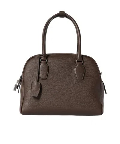 The Row India 10.0 Top-handle Bag In Calfskin Leather In Brown